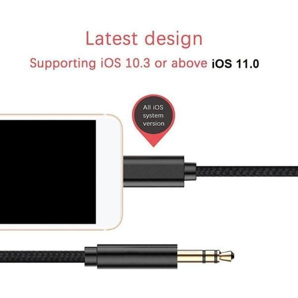 Lightning till 3,5 mm AUX Audio Car Music kabel för iPhone