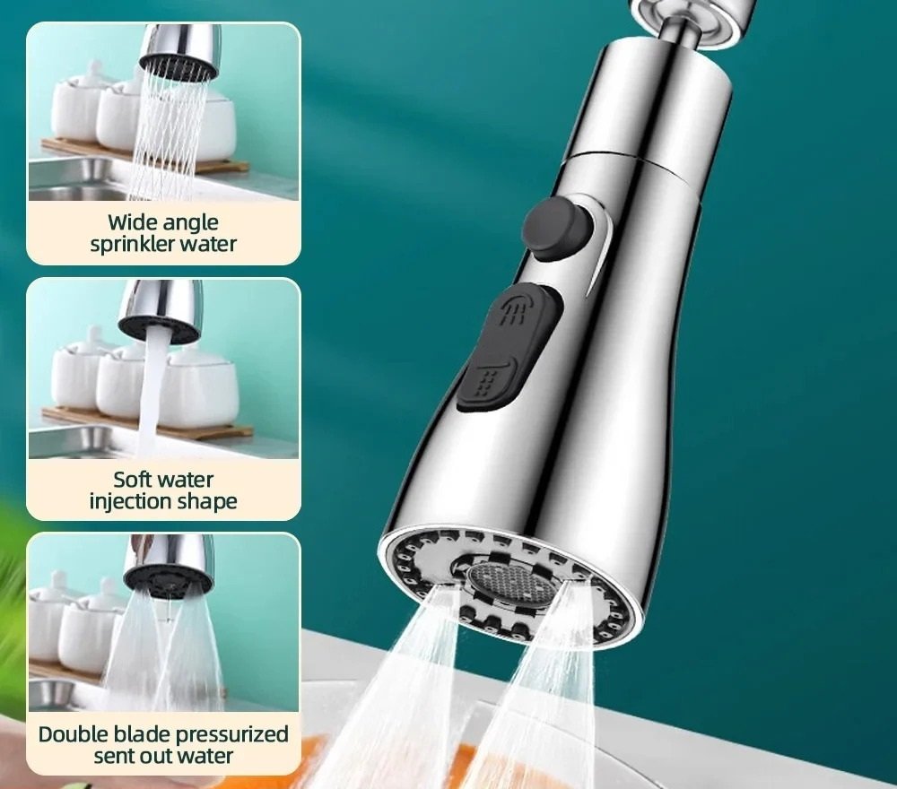 Kranförlängare Metalllegering Vattenbesparande 3 lägen 360°