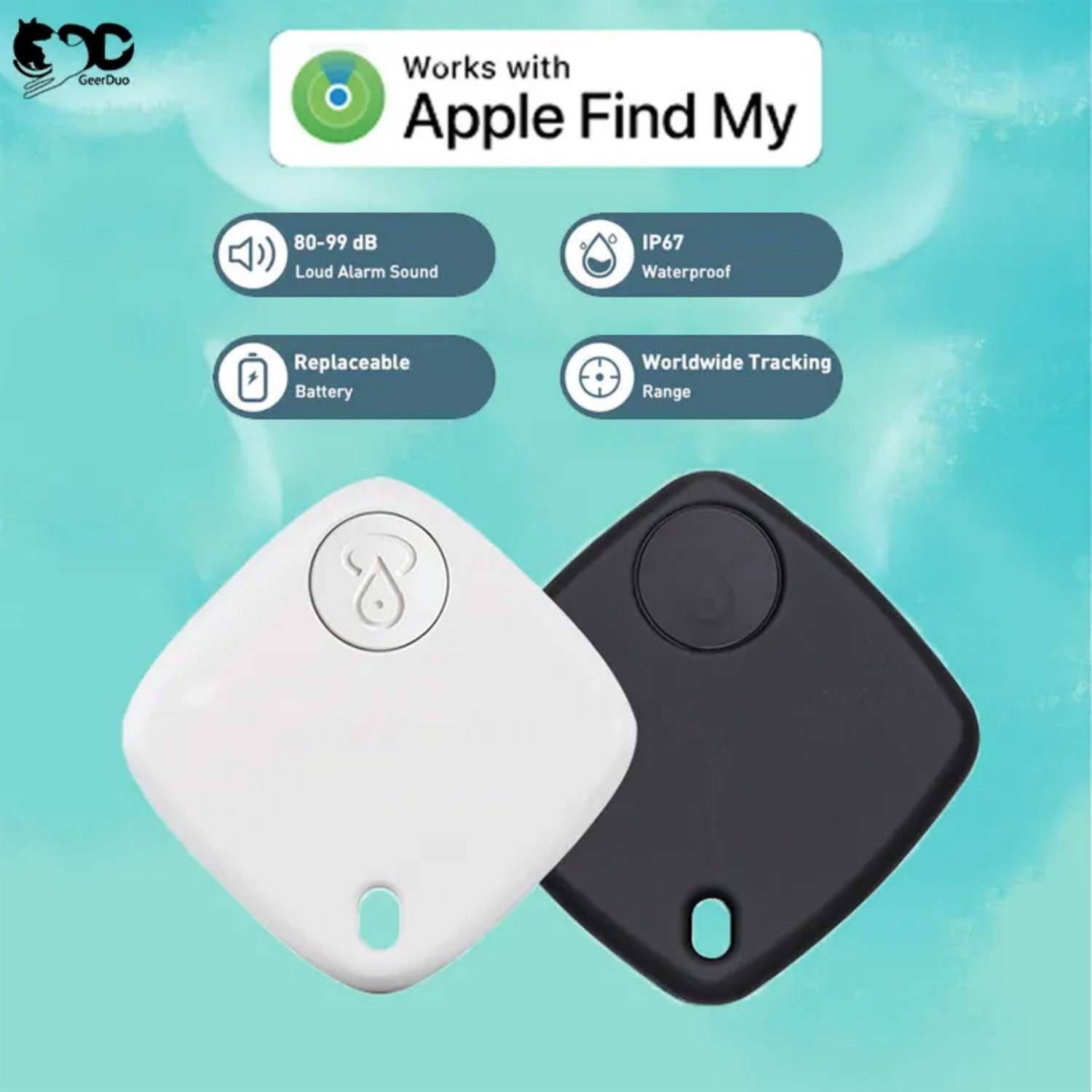 GPS Tracker Apple-find-my IP65 Vattentät för telefon, plånbok, nyckel, barn, husdjur Vit