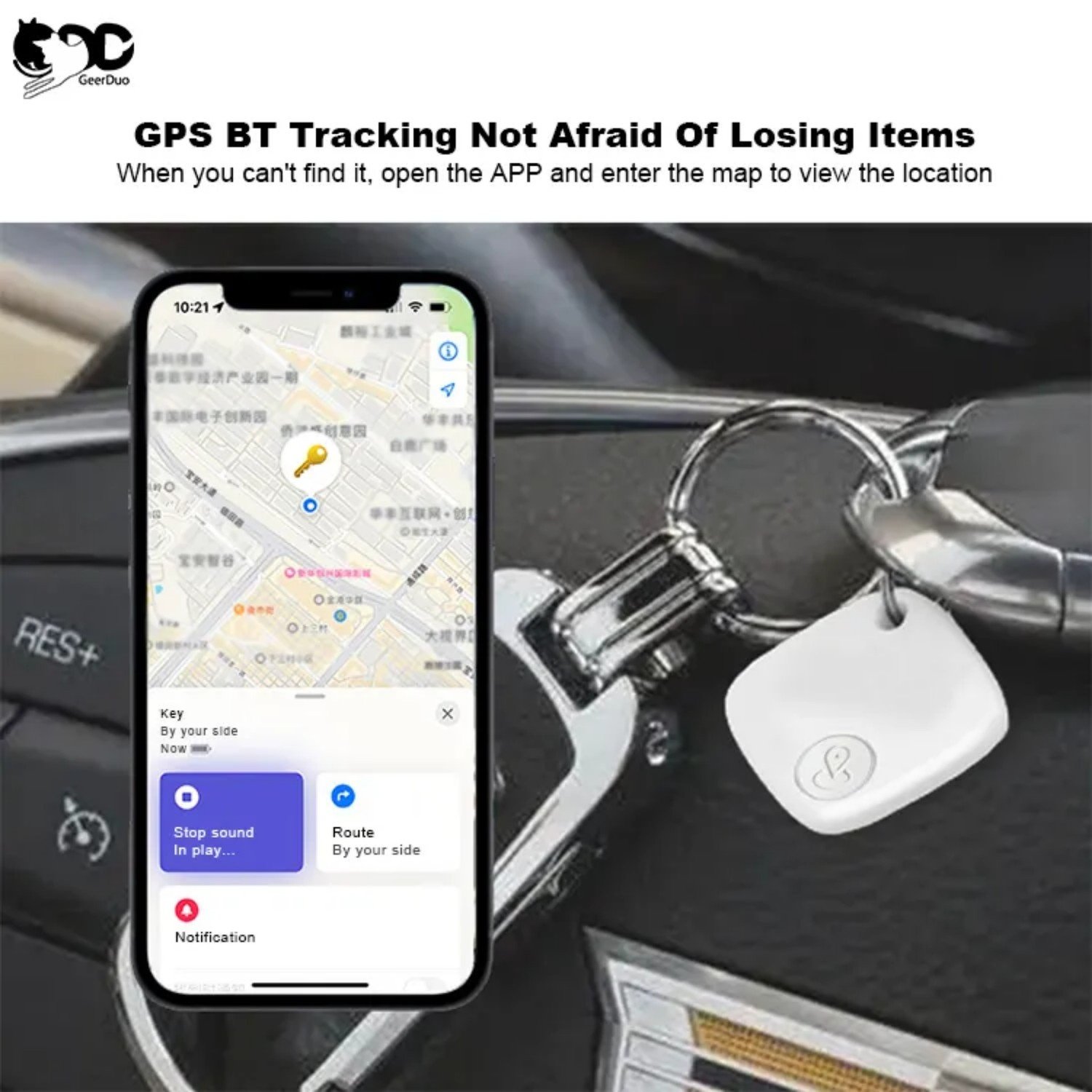 GPS Tracker IP65 Vattentät för telefon, plånbok, nyckel, barn, husdjur Vit