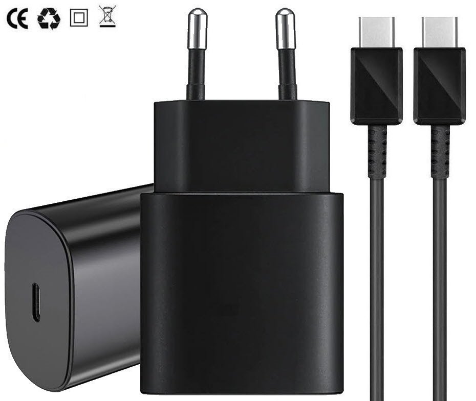 Snabbladdare 25W USB-C Väggladdare Strömadapter + 2M USB-C Kabel
