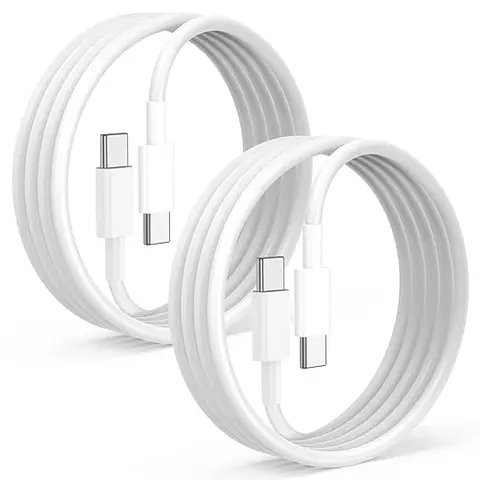 2 Pack 2m iPhone 15 / 16 / 17 Laddare USB-C To USB-C Kabel Vit