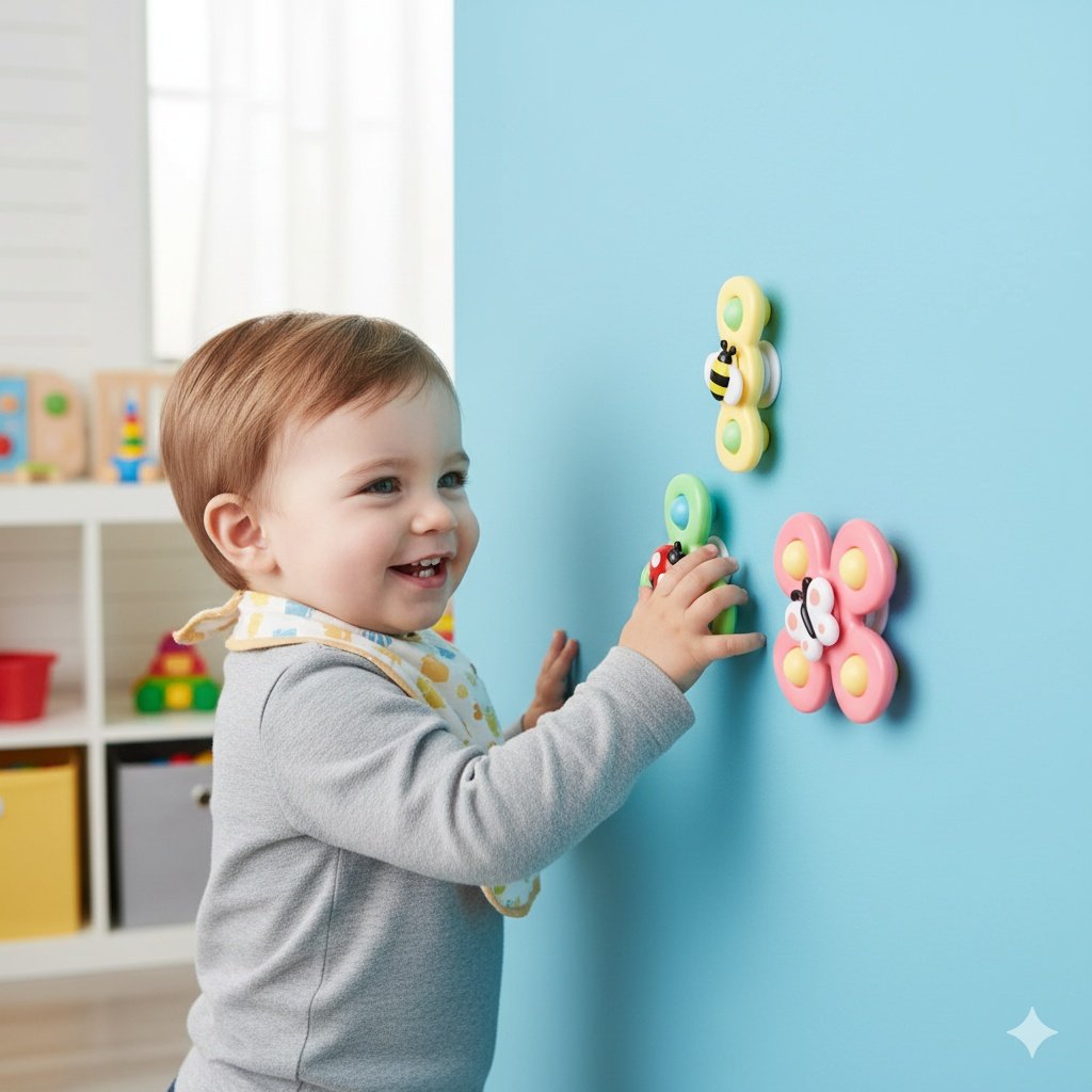 3-pack – Fidget Spinner med sugpropp för barn – Snurrande leksak