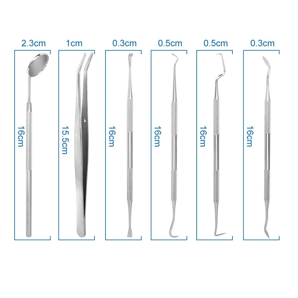 Professionellt tandvårdskit – 6 delar i rostfritt stål