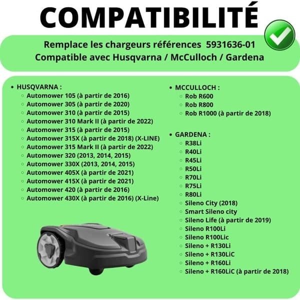 Batteriladdare 28V – Husqvarna – Automower 105/310/315X – Universell – Elektrisk