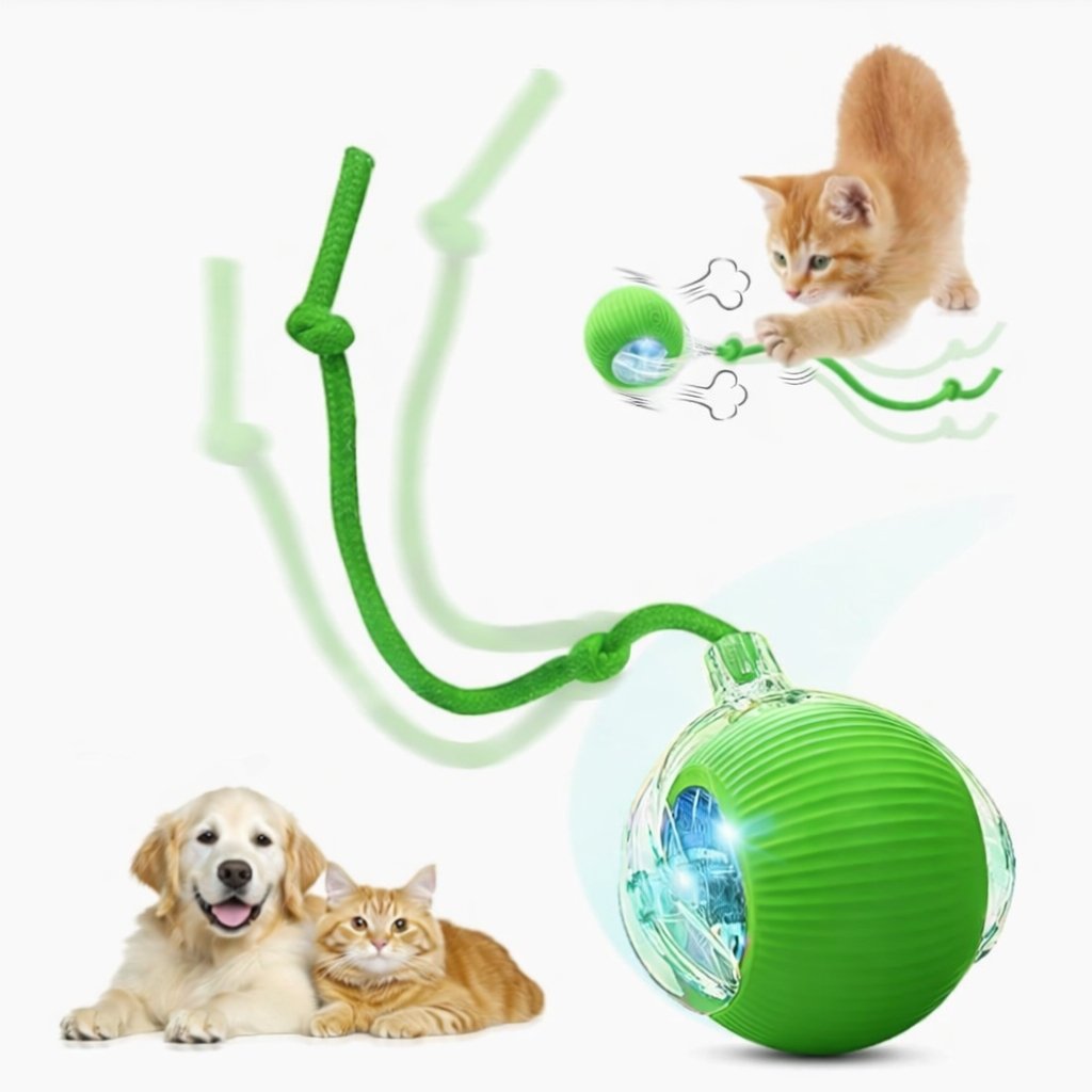 2 Pcs 360° Smart Automatisk Rullande Husdjursboll – Uppladdningsbar med Oregelbunden Rörelse för Katt & Hund